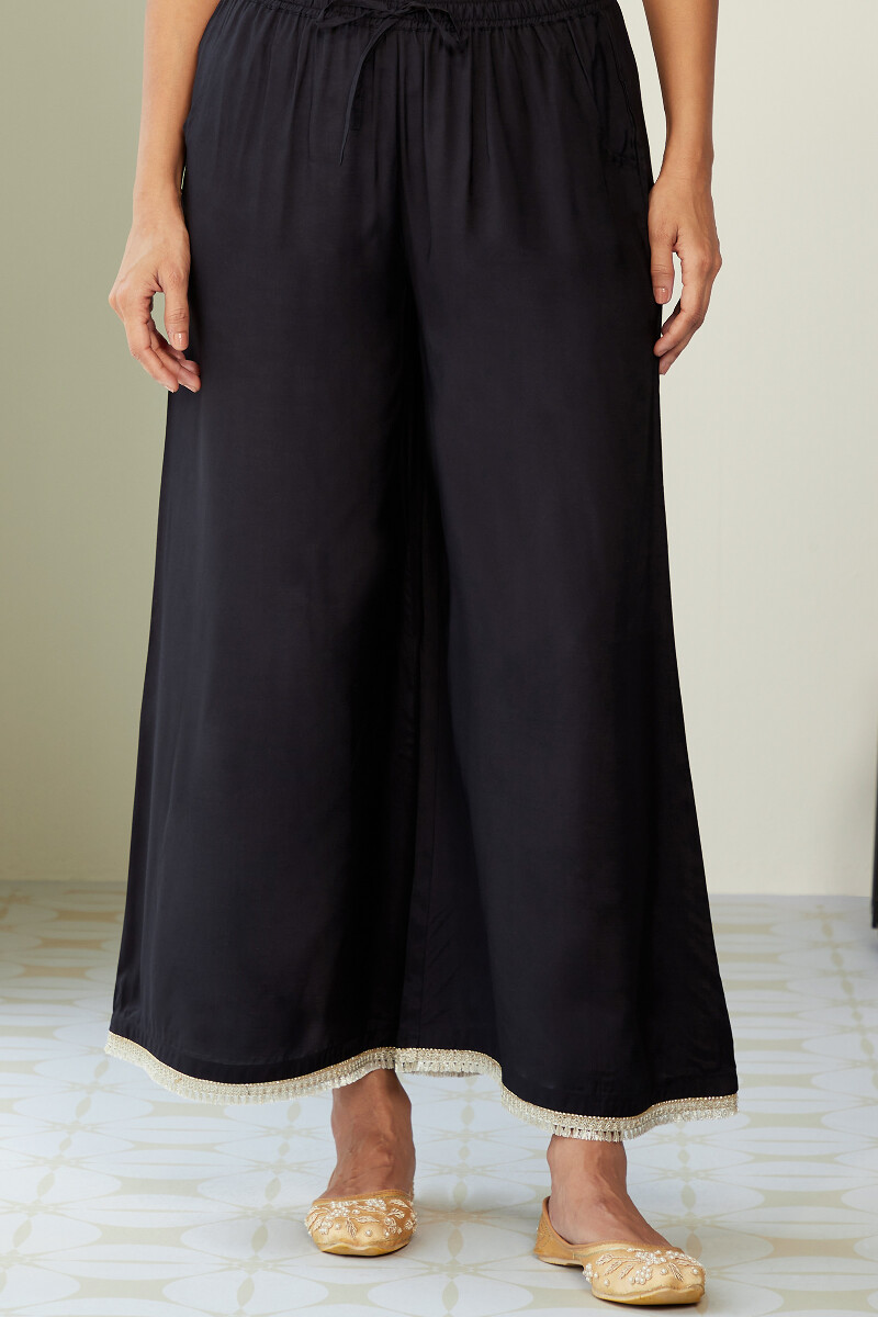 Black Handcrafted Chanderi Palazzo