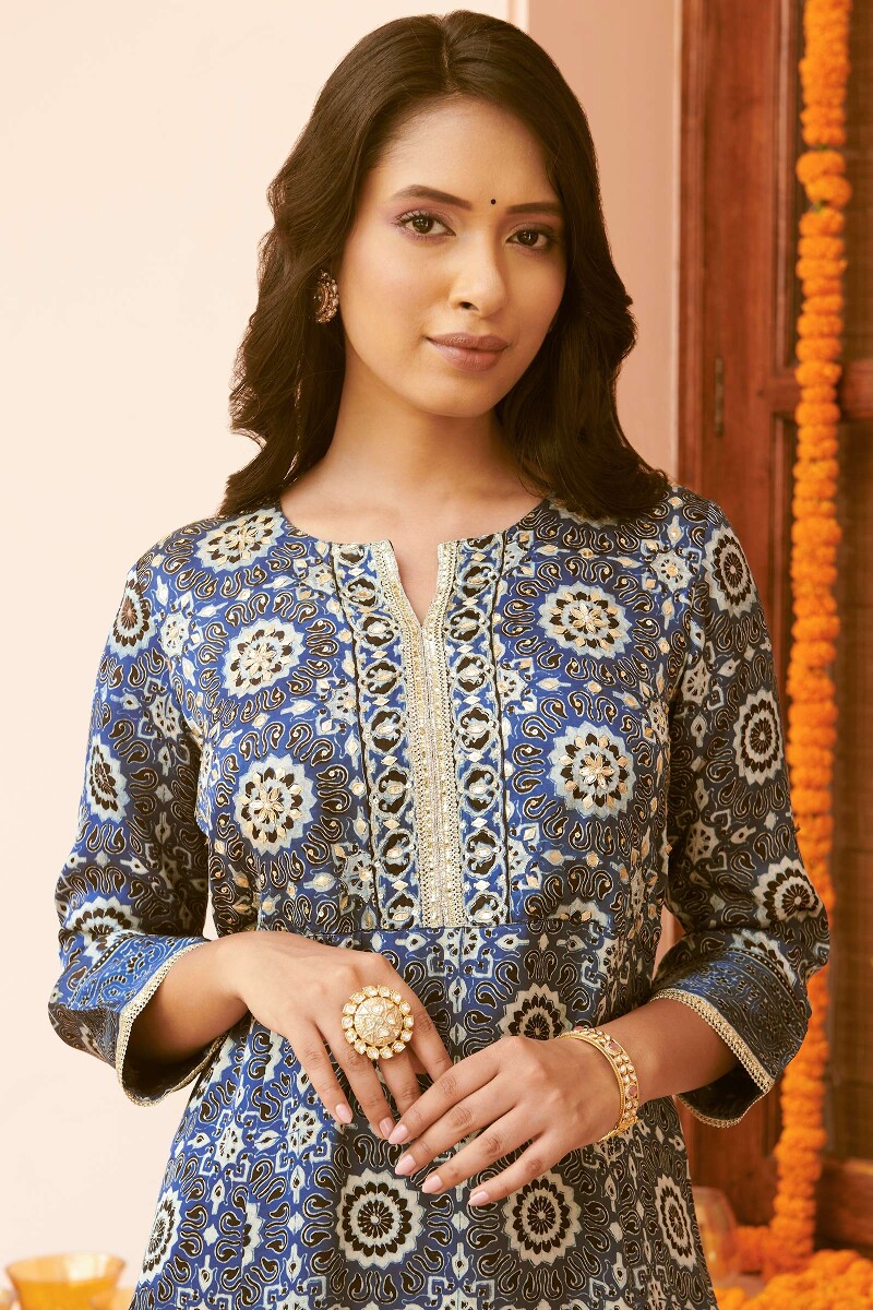 Ajrak Hand Block-Printed Modal Kurta