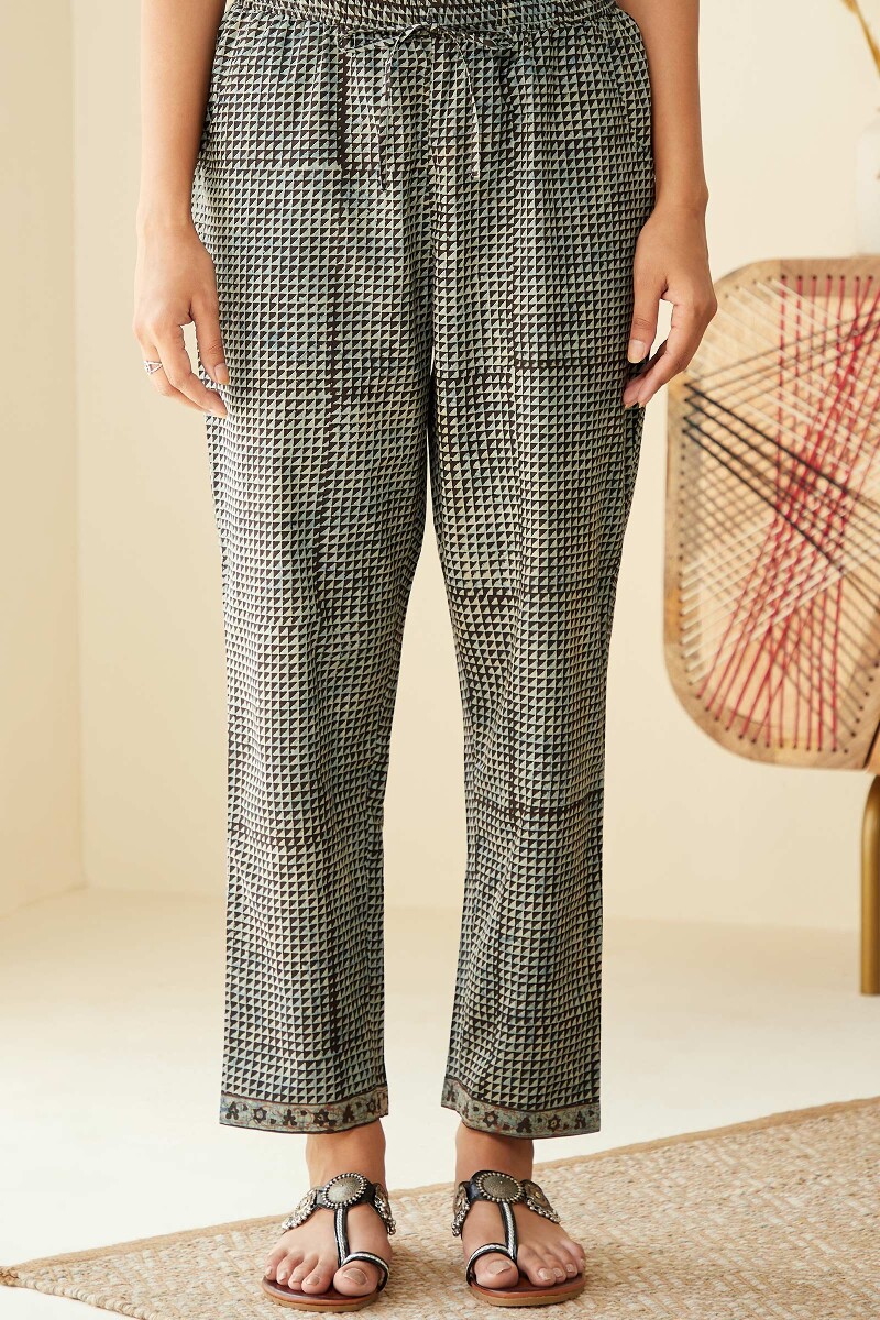 Akola Hand Block-Printed Cotton Narrow Pants
