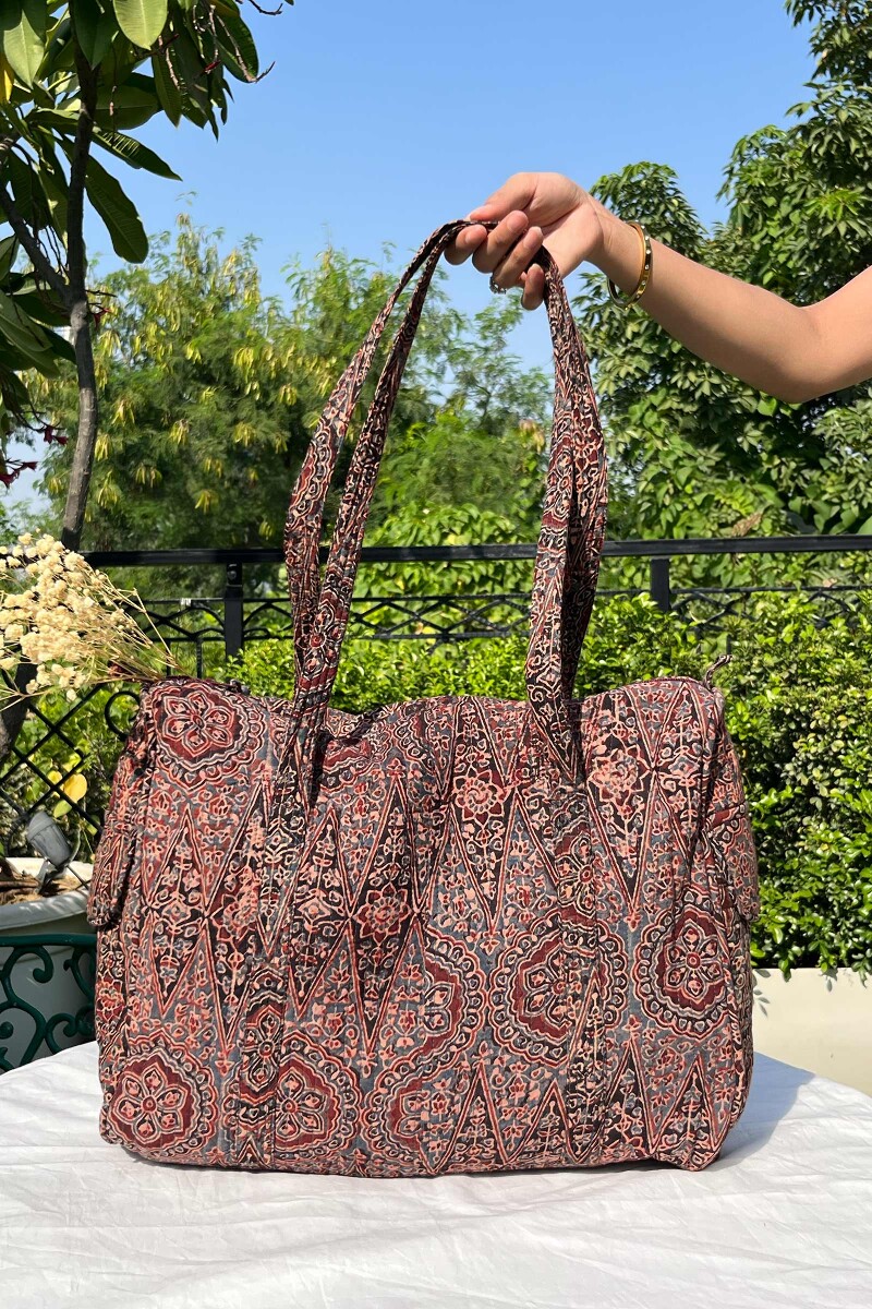 Ajrak Hand Block-Printed Cotton Duffel Bag