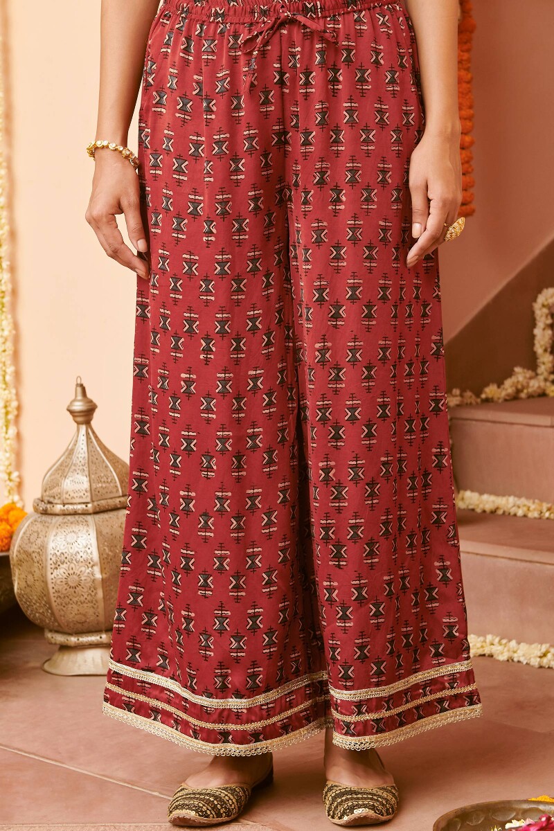 Ajrak Hand Block-Printed Modal Palazzo
