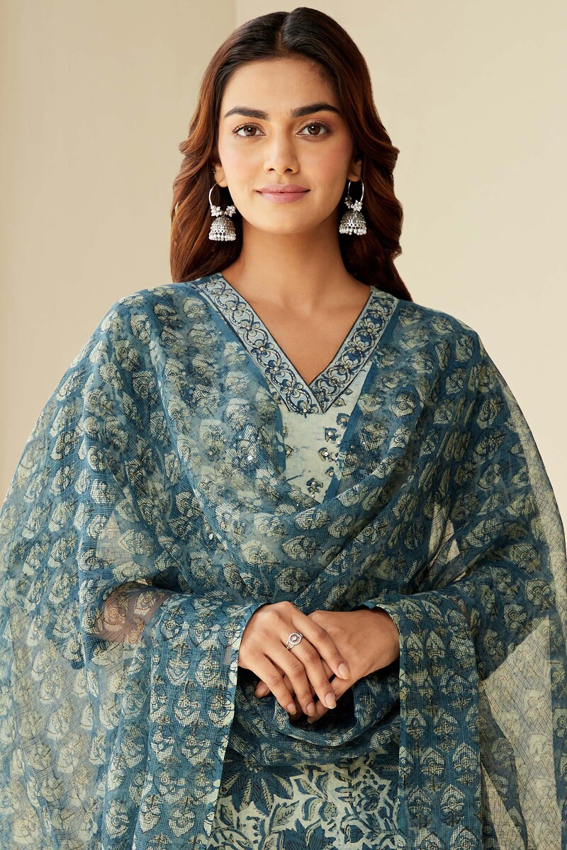 Akola Hand Block-Printed Kota Dupatta