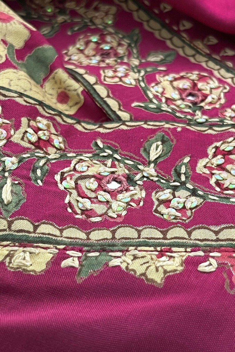 Raspberry Hand Block-Printed Straight Modal Kurta