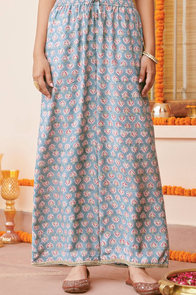 Blue Hand Block-Printed Modal Farsi