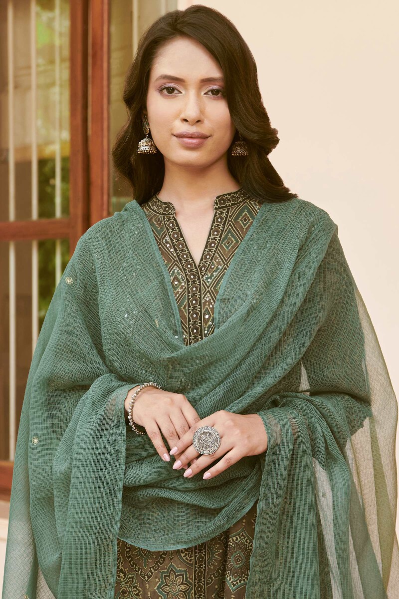 Green Handcrafted Kota Dupatta