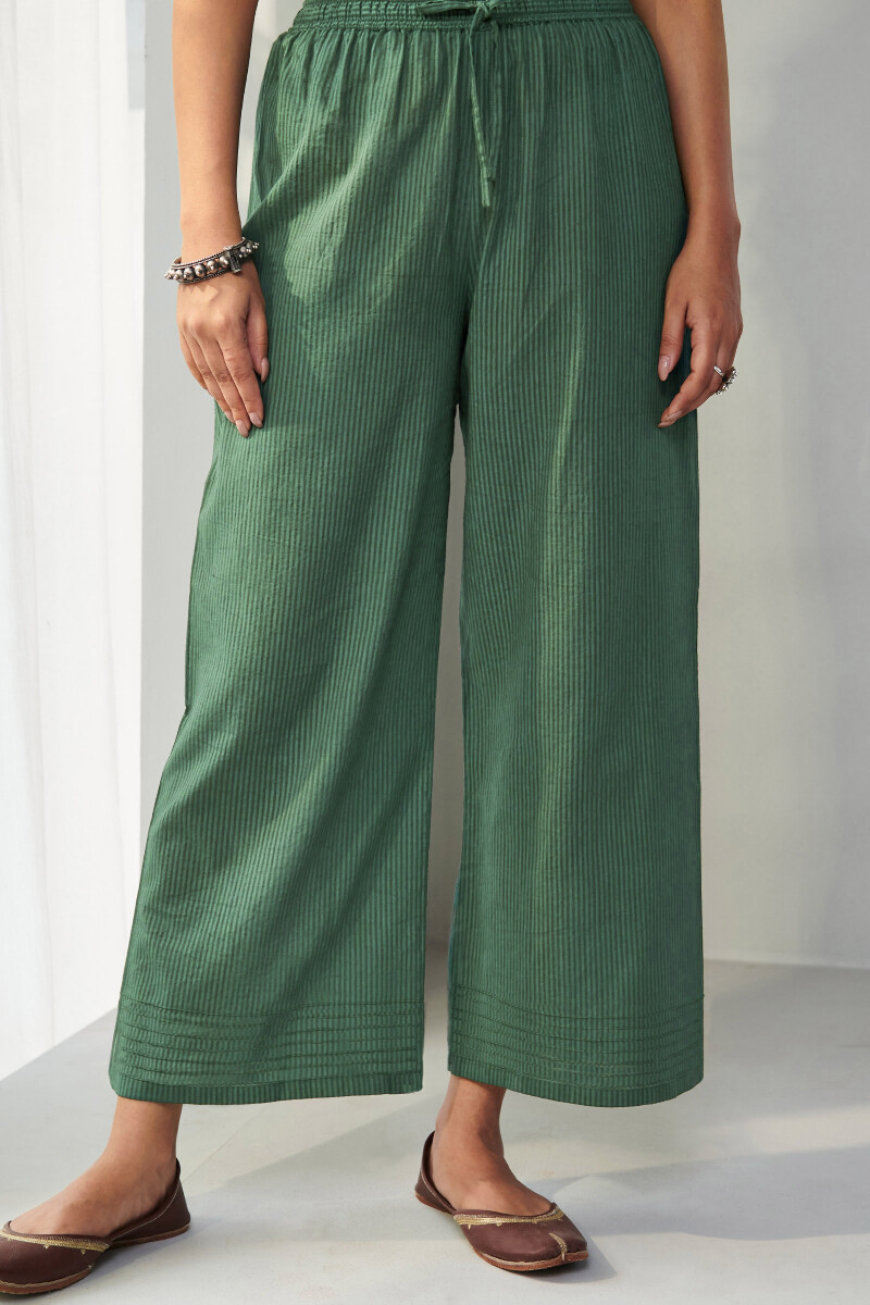 Green Handcrafted Cotton Dobby Farsi