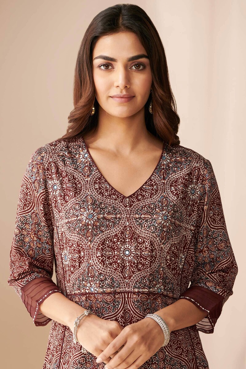 Ajrak Hand Block-Printed Straight Modal Kurta