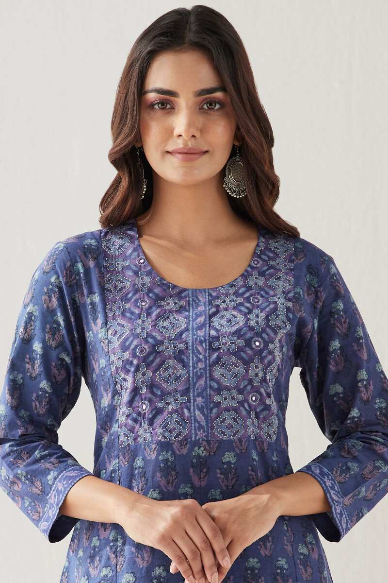Akola Hand Block-Printed Straight Cotton Kurta