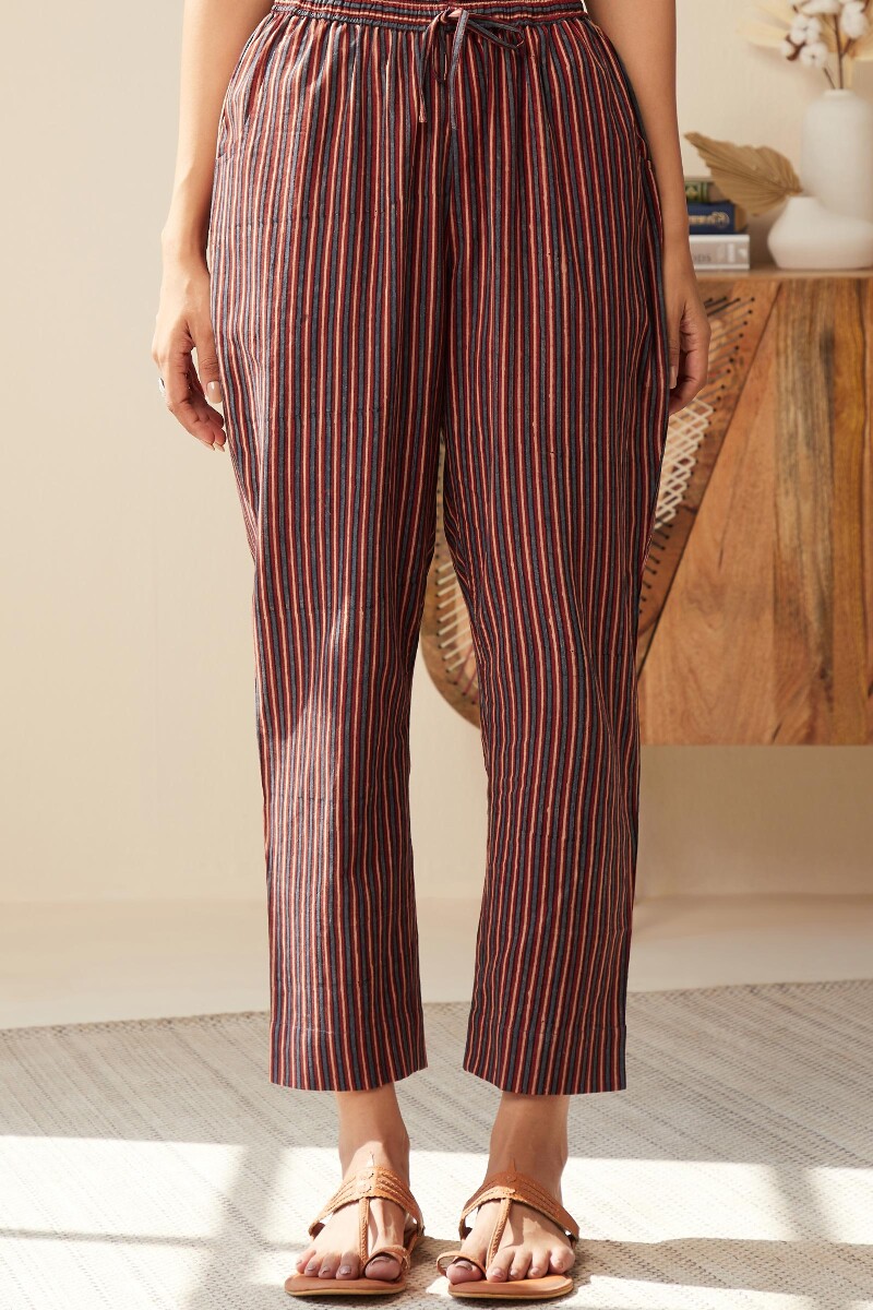 Ajrak Hand Block-Printed Cotton Narrow Pants