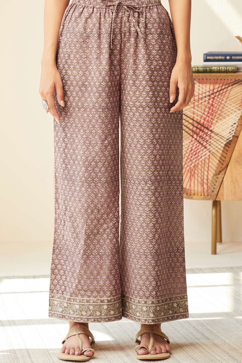 Brown Hand Block-Printed Cotton Farsi