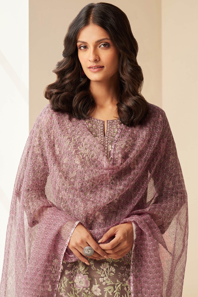 Pink Hand Block-Printed Kota Dupatta