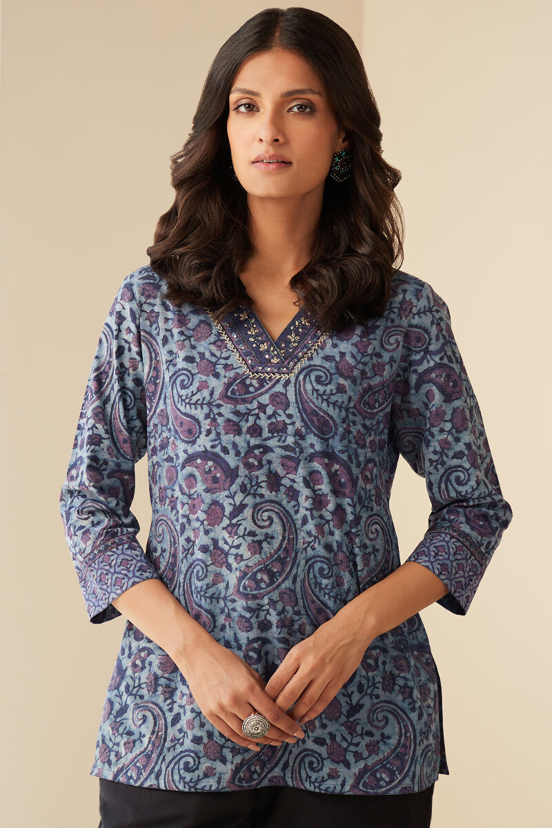 Akola Hand Block-Printed Cotton Top