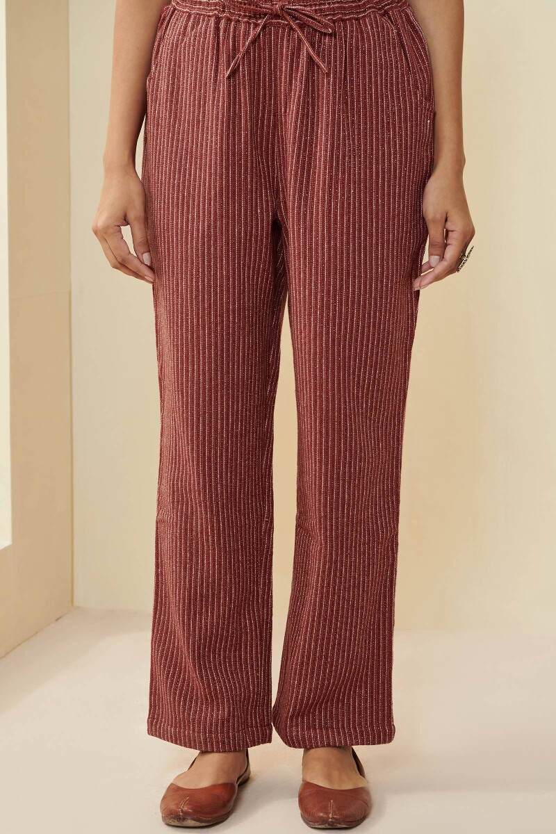 Maroon Handcrafted Cotton Pants