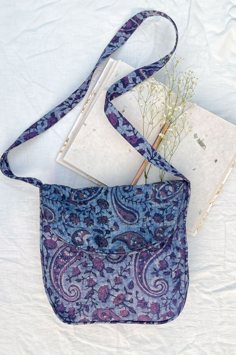 Akola Hand Block-Printed Cotton Crossbody Bag
