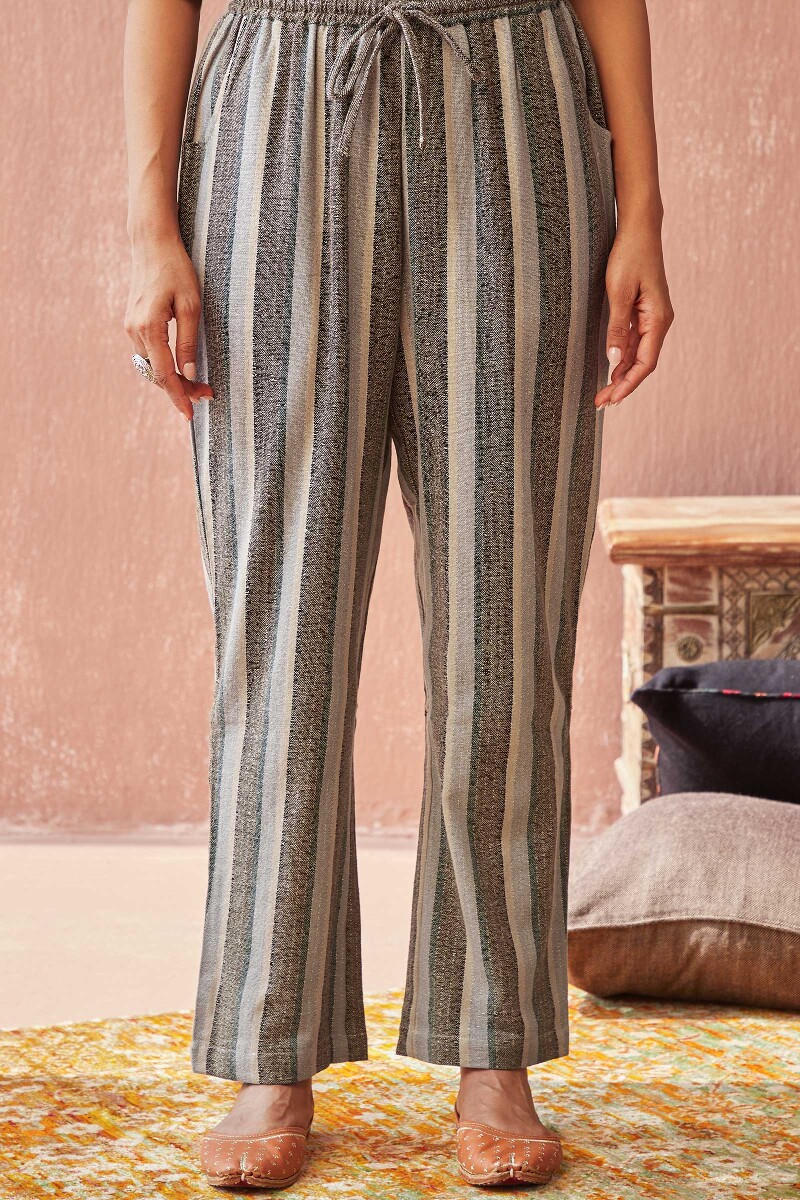 Grey Handcrafted Cotton Pants