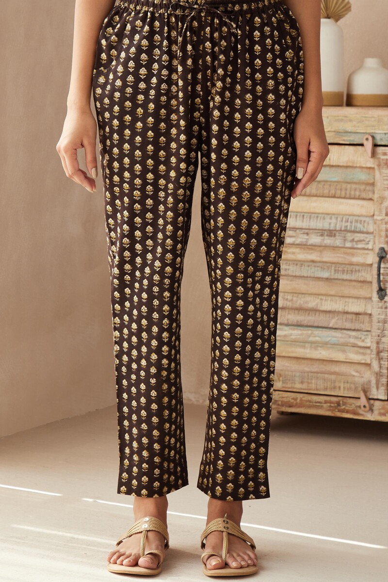 Bagru Hand Block-Printed Cotton Narrow Pants