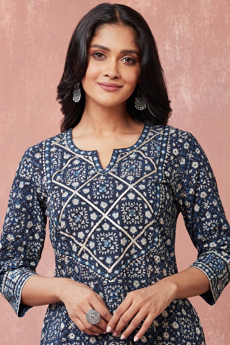 Bagru Hand Block-Printed Straight Cotton Kurta
