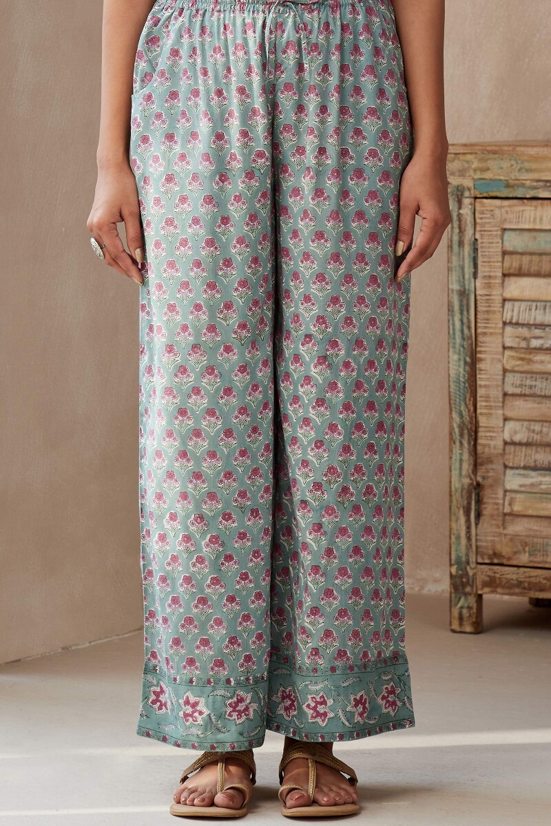 Green Hand Block-Printed Viscose Farsi
