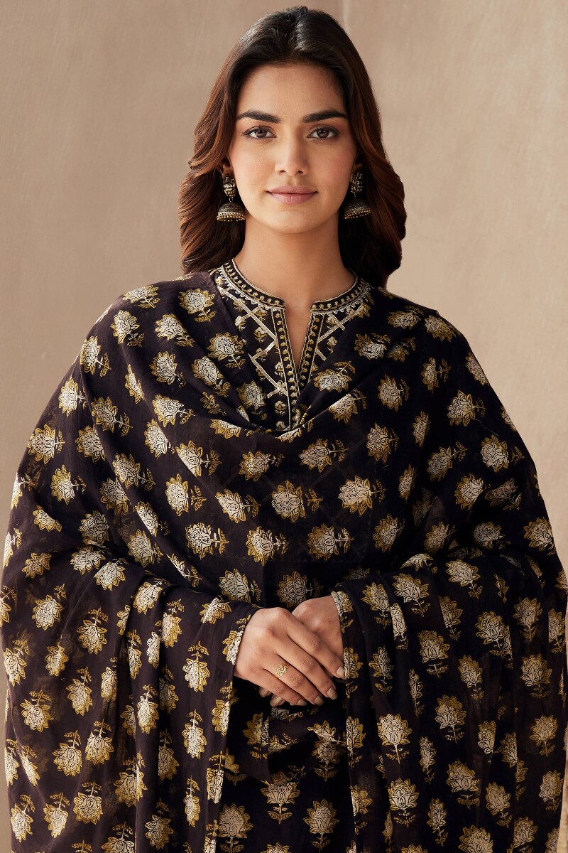 Bagru Hand Block-Printed Cotton Mul Dupatta