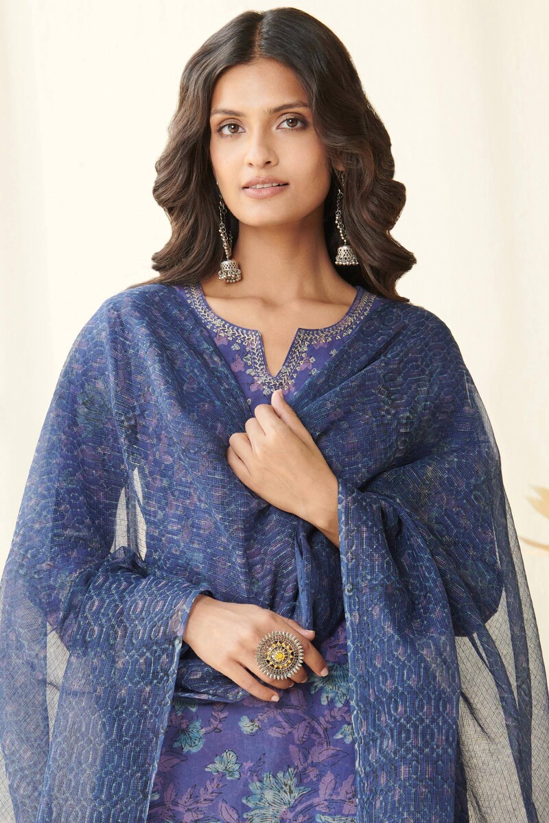 Akola Hand Block-Printed Kota Dupatta