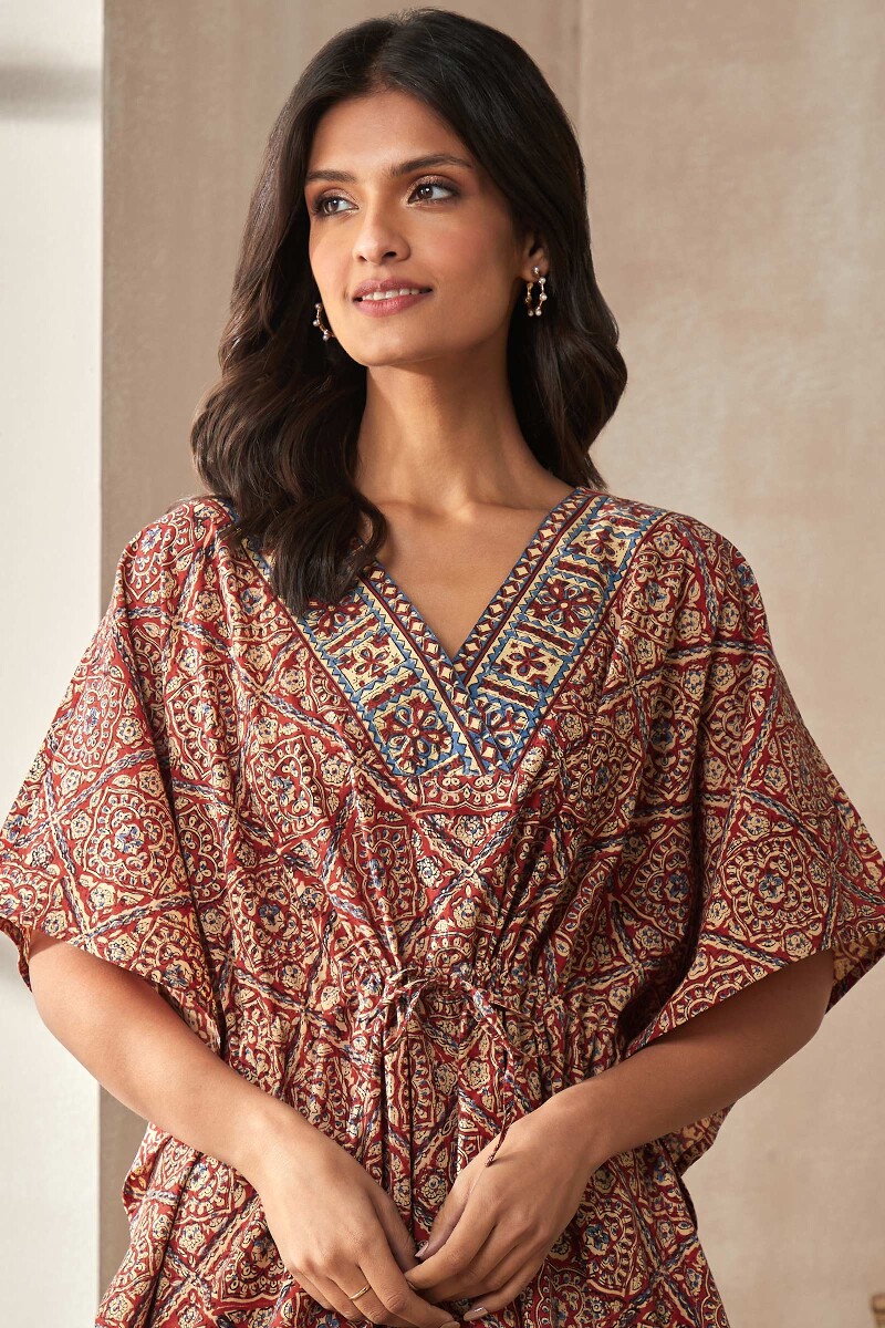 Bagru Hand Block-Printed Cotton Kaftan