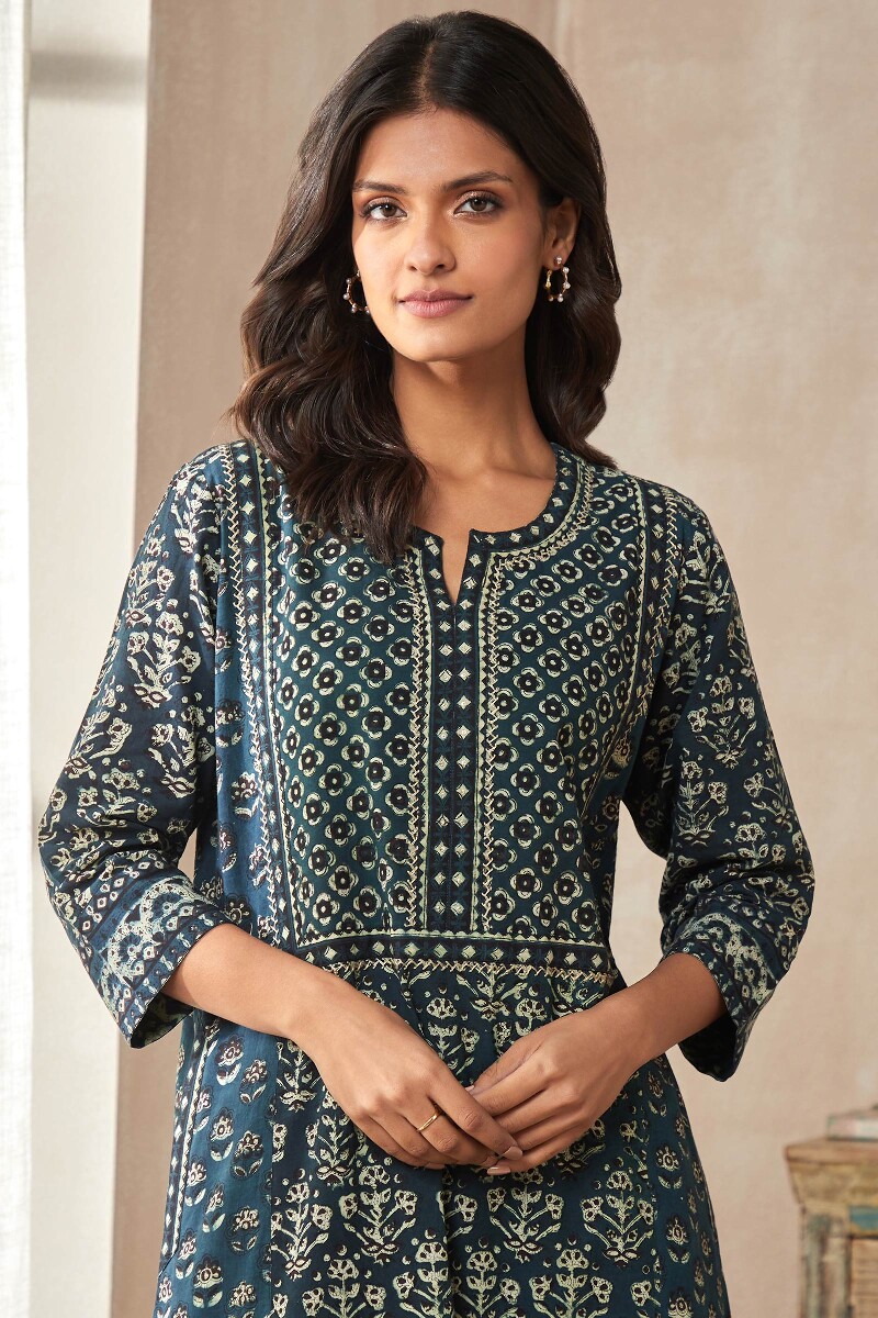 Bagru Hand Block-Printed Cotton Kaftan