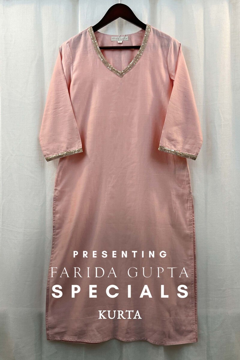 Pink Handcrafted Chanderi Kurta