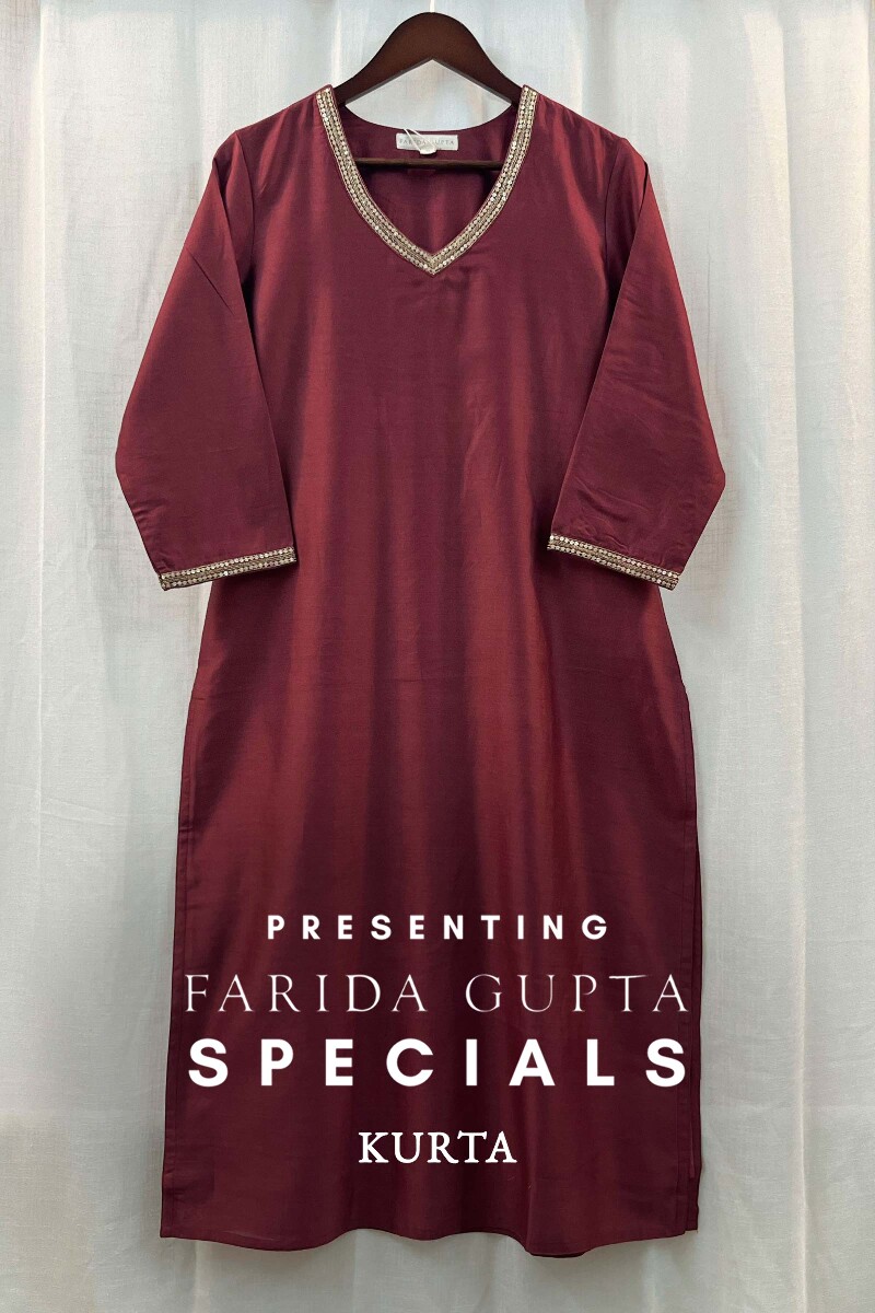 Maroon Handcrafted Chanderi Kurta