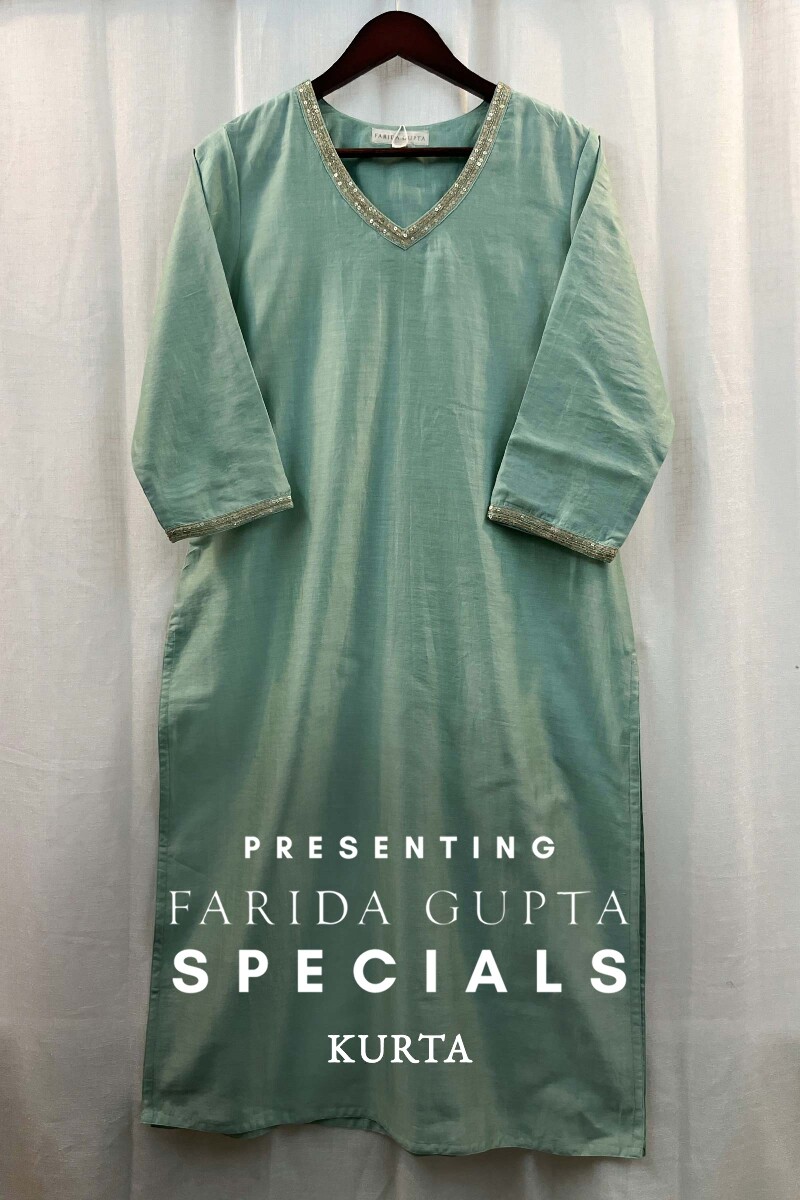 Mint Green Handcrafted Chanderi Kurta