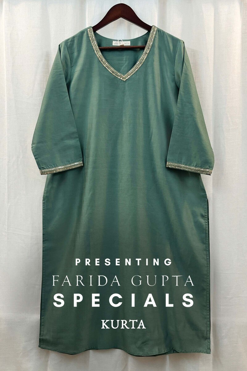 Green Handcrafted Chanderi Kurta