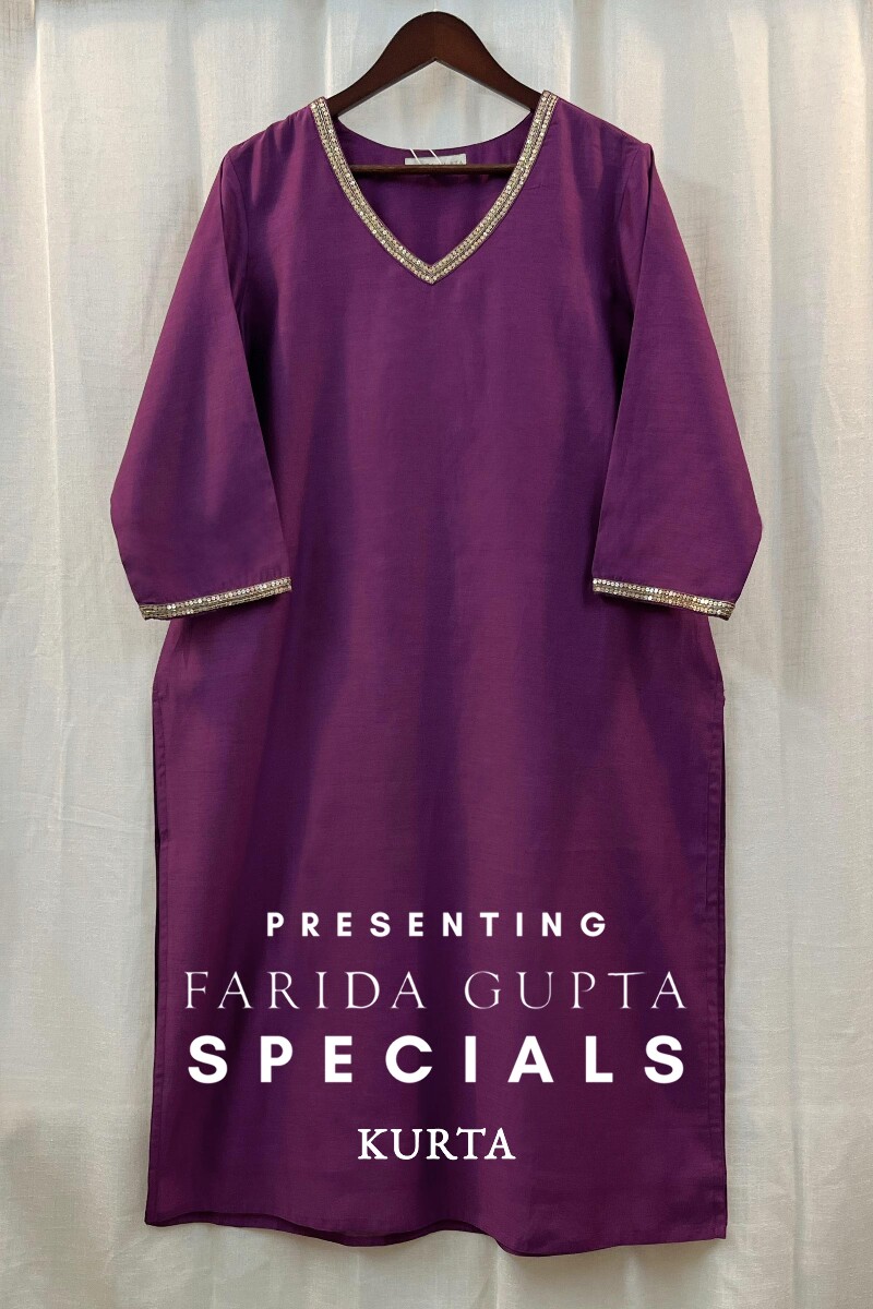 Purple Handcrafted Chanderi Kurta