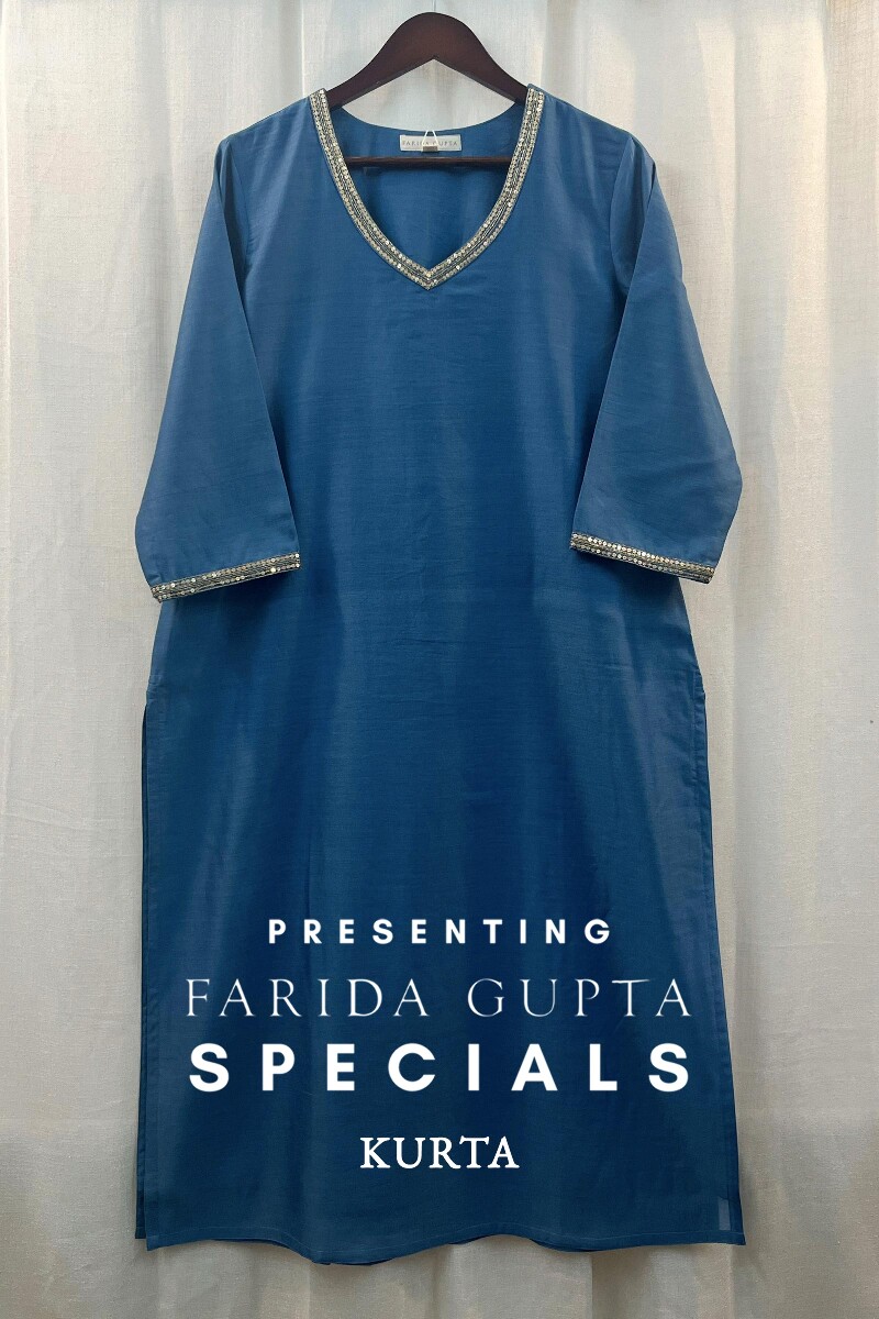 Blue Chanderi Kurta