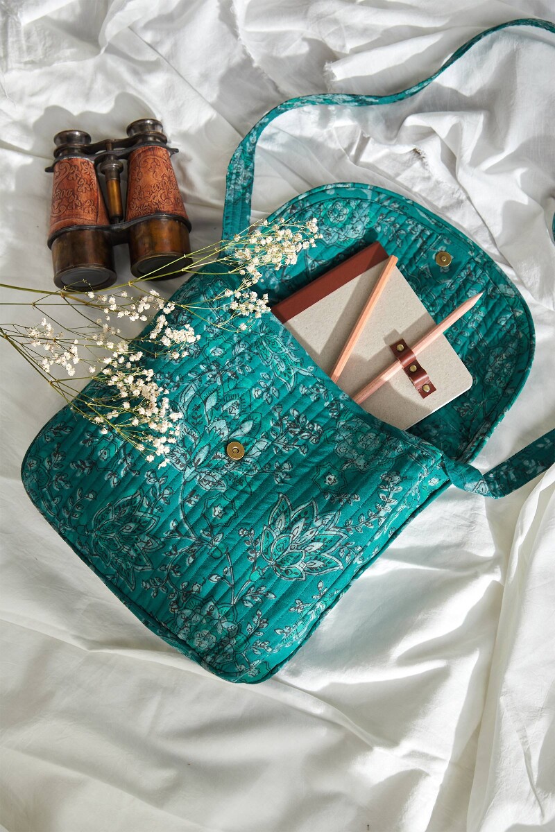 Akola Hand Block-Printed Cotton Crossbody Bag