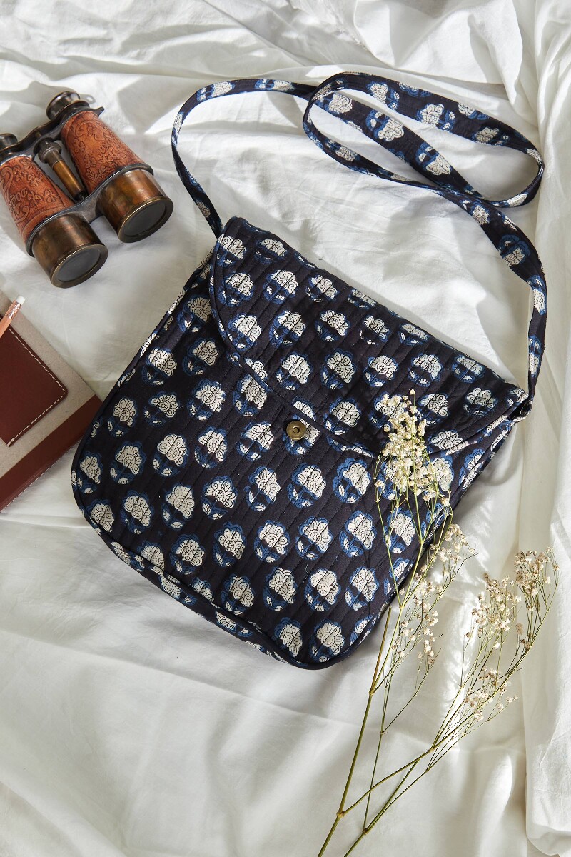 Bagru Hand Block-Printed Cotton Crossbody Bag