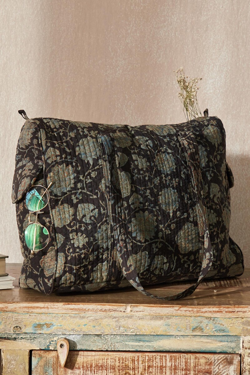 Akola Hand Block-Printed Cotton Duffel Bag