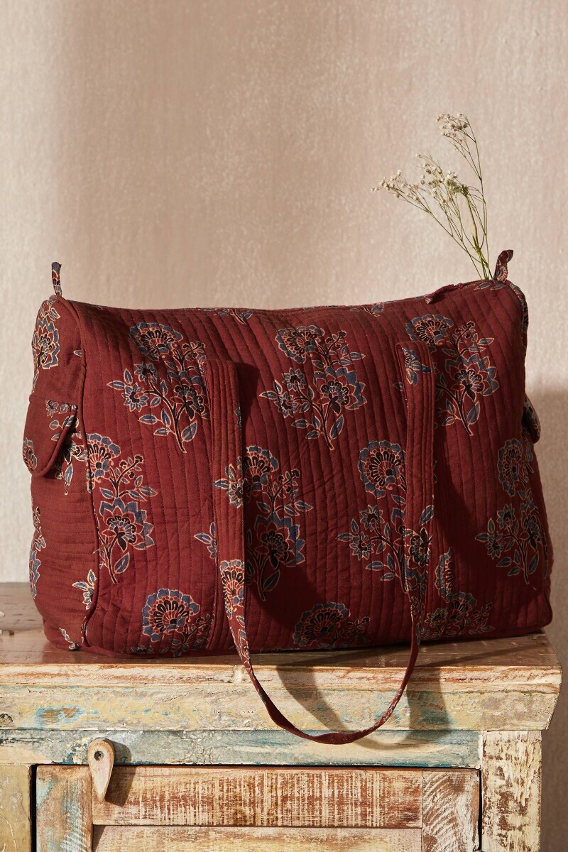 Ajrak Hand Block-Printed Cotton Duffel Bag