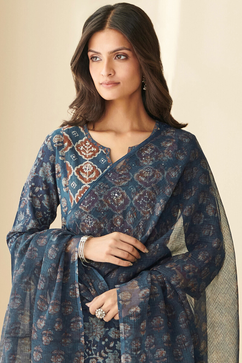 Akola Hand Block-Printed Kota Dupatta
