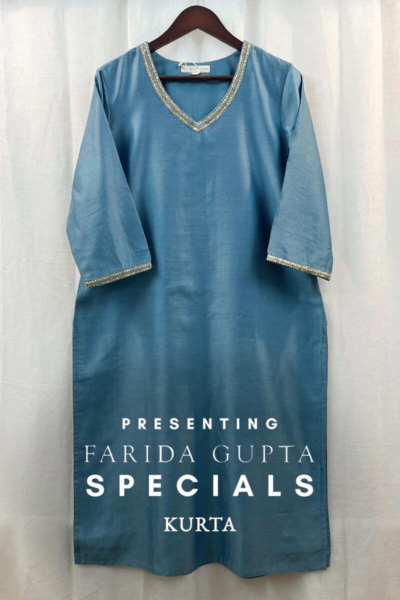 Blue Handcrafted Chanderi Kurta