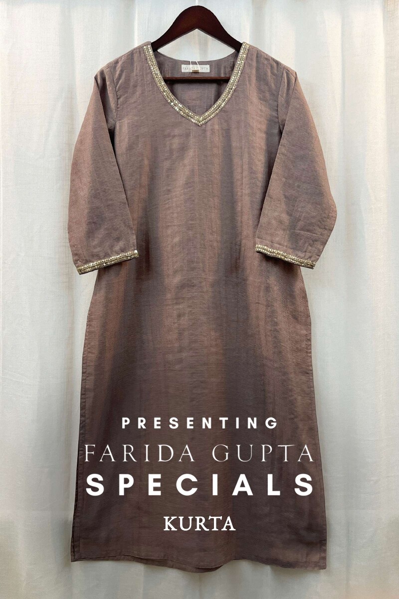 Brown Handcrafted Chanderi Kurta