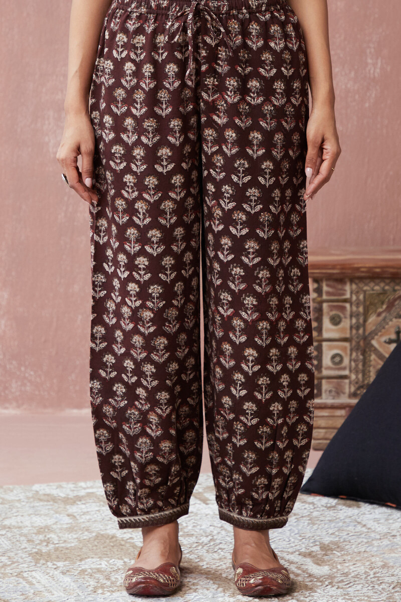 Bagru Hand Block-Printed Cotton Flax Izhaar Pants