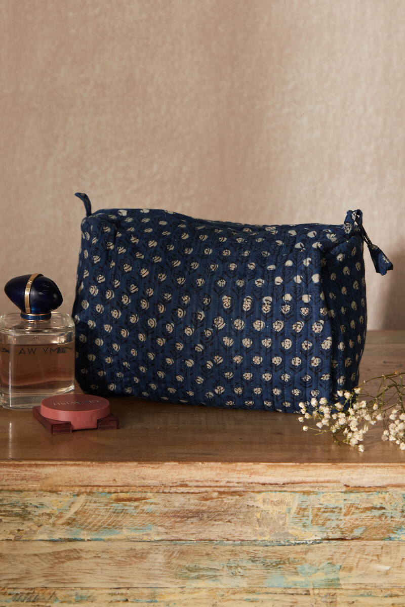 Bagru Hand Block-Printed Cotton Dobby Vanity Pouch
