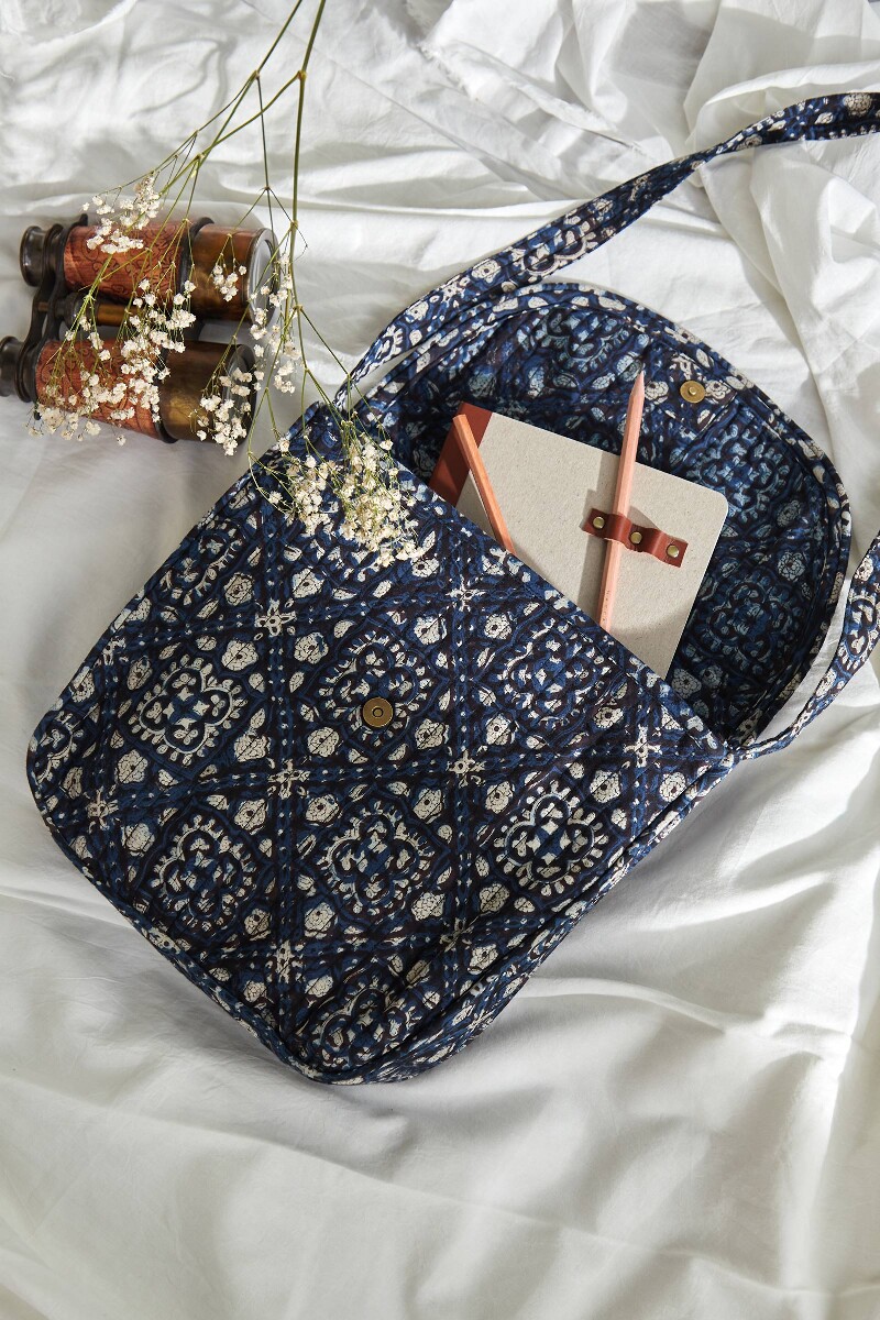 Bagru Hand Block-Printed Cotton Crossbody Bag