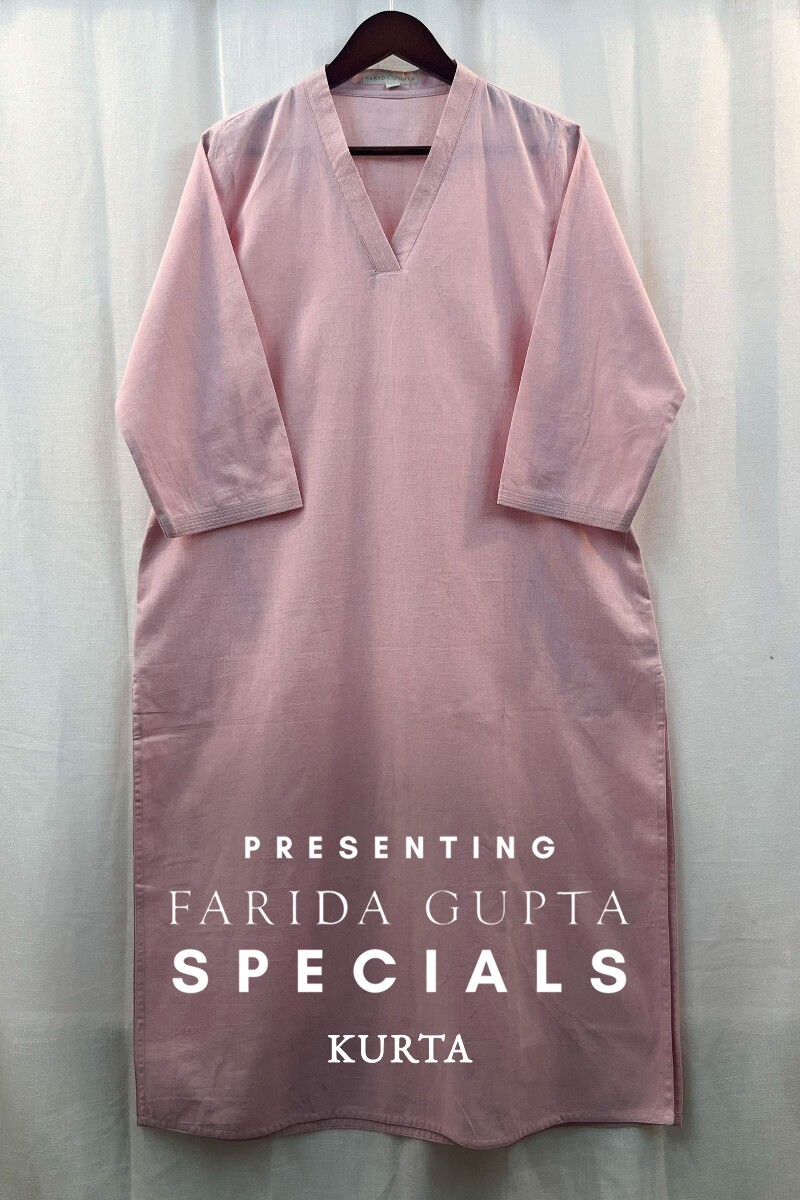 Light Pink Handcrafted Straight Handloom Cotton Kurta