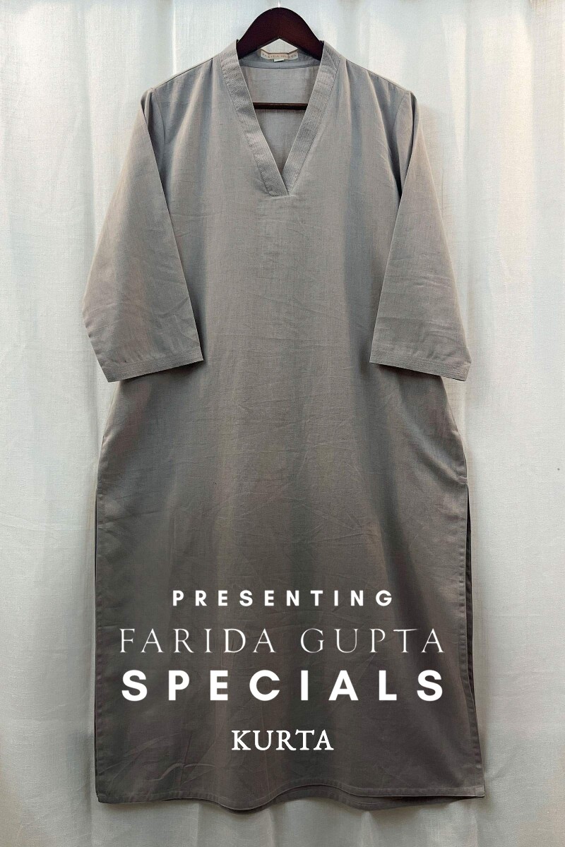 Light Brown Handcrafted Straight Handloom Cotton Kurta