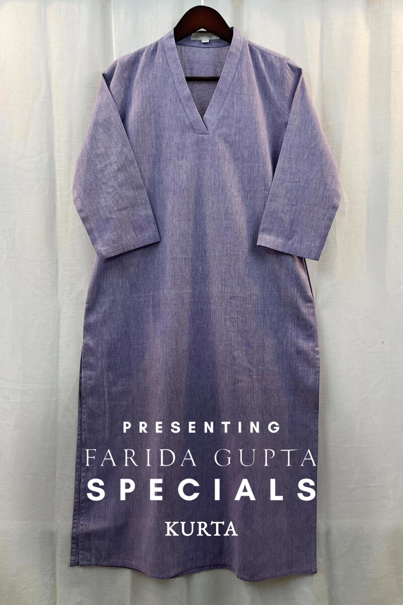 Light Purple Handcrafted Straight Handloom Cotton Kurta
