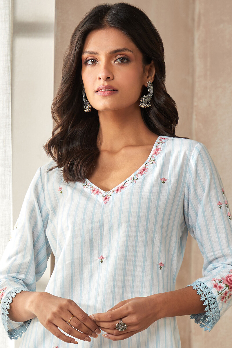 Off-White Handcrafted Straight Cotton Kurta