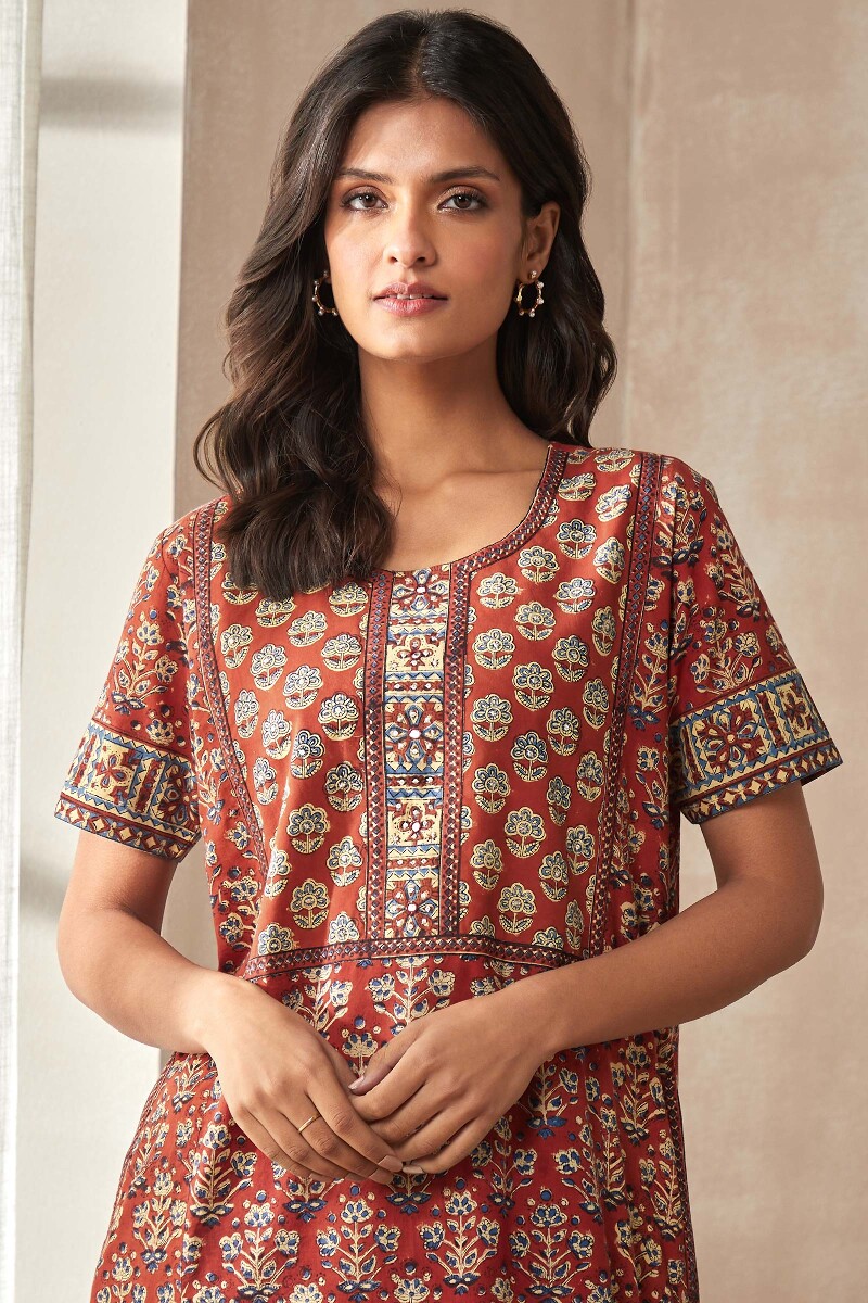 Bagru Hand Block-Printed Cotton Kaftan
