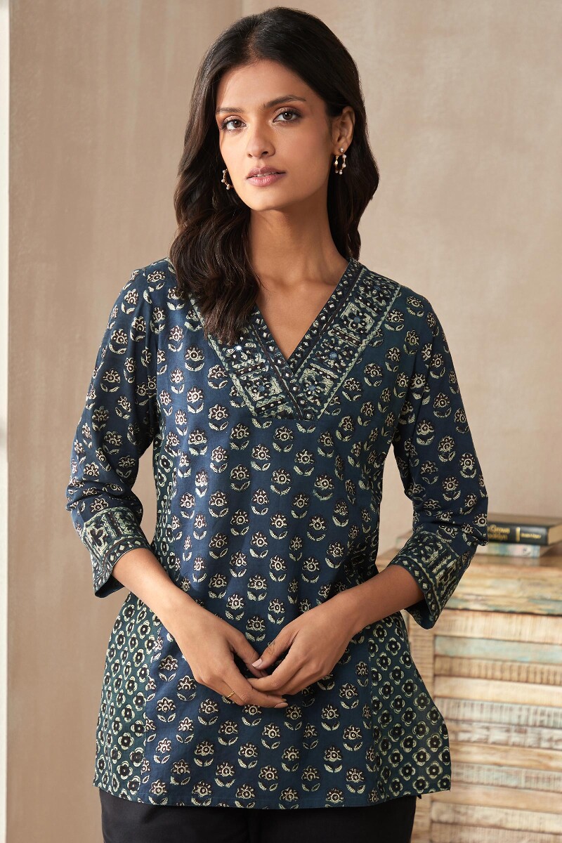 Bagru Hand Block-Printed Cotton Top