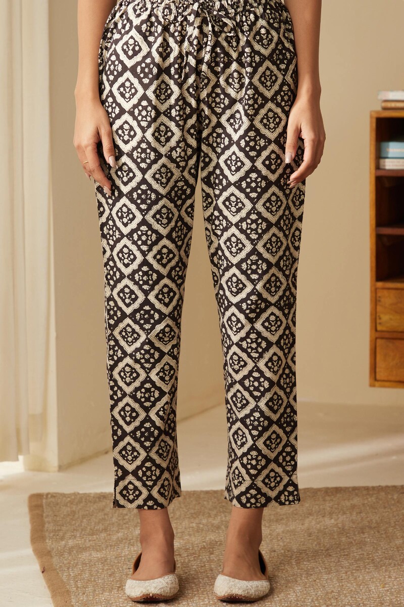 Bagru Hand Block-Printed Cotton Narrow Pants