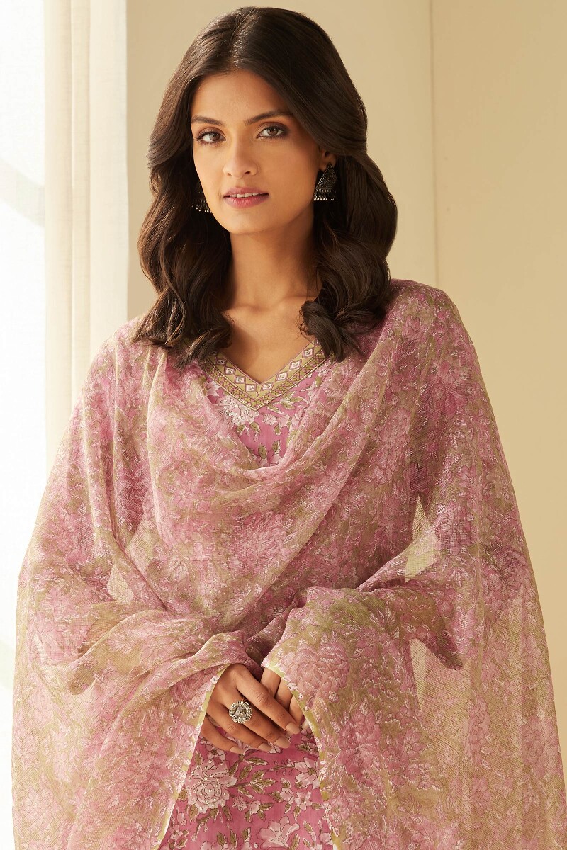 Green Hand Block-Printed Kota Dupatta